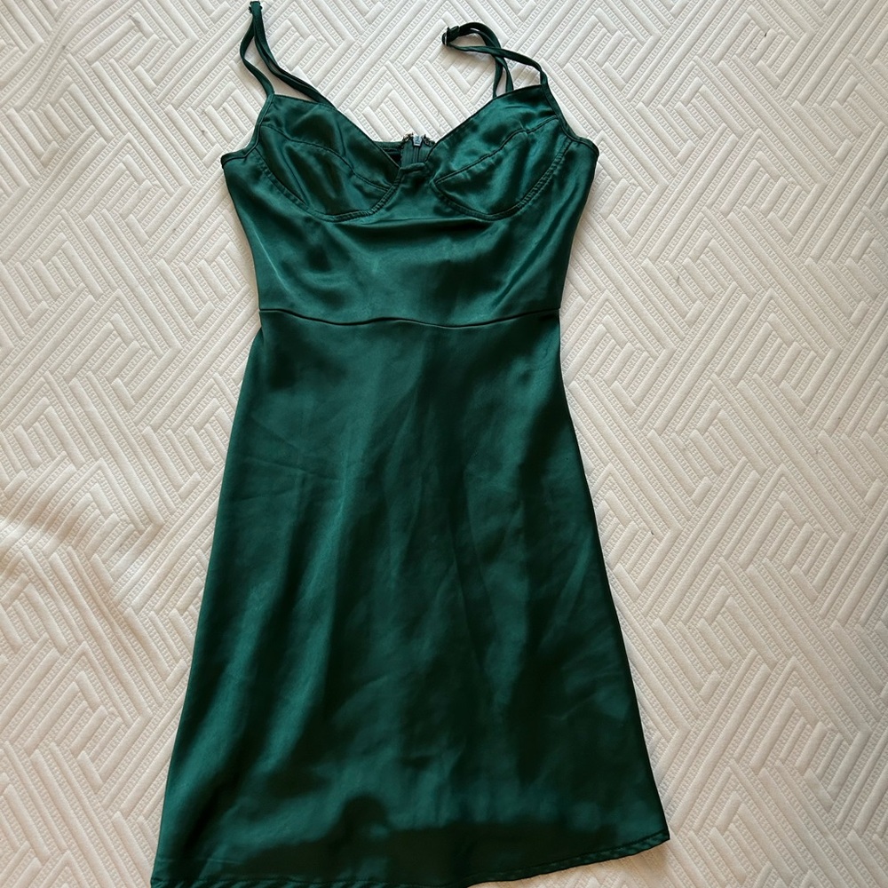 Elegant Green Satin Dress